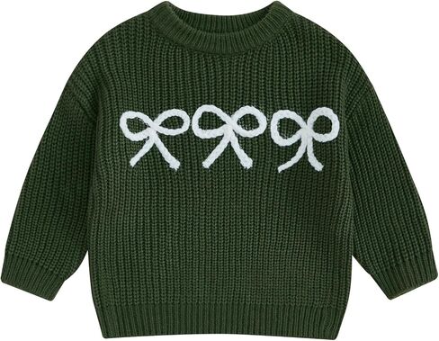Sasaerucure Infant Baby Girl Knit Sweater Embroidered Bow Shirts Kid Toddler Baby Girl Long Sleeve Sweatshirt Winter Clothes in Saudi Arabia