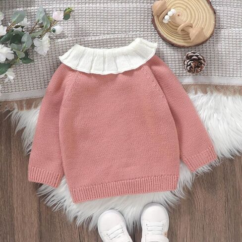 BULINGNA Toddler Baby Girl Cardigan Sweater Chicken Turn-Down Collar Sweatshirt Button Down Knitwear Outwear Farm Outfits in Kuwait