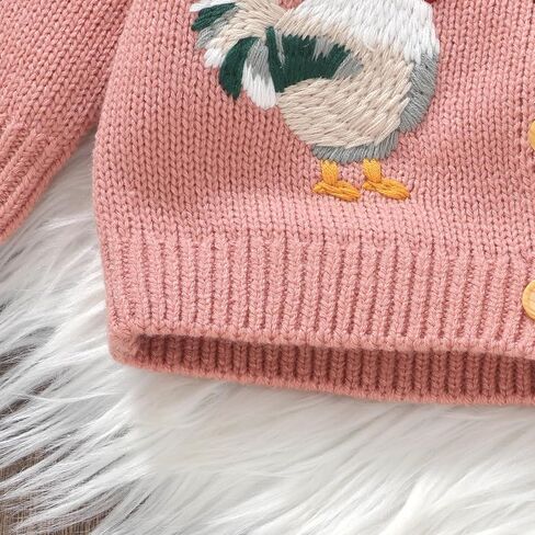 BULINGNA Toddler Baby Girl Cardigan Sweater Chicken Turn-Down Collar Sweatshirt Button Down Knitwear Outwear Farm Outfits in Kuwait