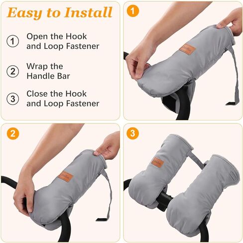 قفازات Zooawa لعربة الأطفال، كمامة يد عالمية لعربة الأطفال مع الصوف القطبي الدافئ، وقفازات لعربة الأطفال بتصميم فيلكرو، وقفازات عربة أطفال مقاومة للماء والثلج لملحقات عربة الأطفال، نيلي in Kuwait