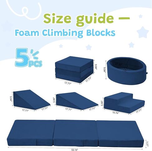 Elftopia Foam Climbing Blocks with Ball Pit & Stairs for Toddlers Aged 1-3 -Soft Playset for Indoor Crawling, Foam Playground Set for Baby to Active Playing Inside -(Balls NOT Included),Grey in Saudi Arabia