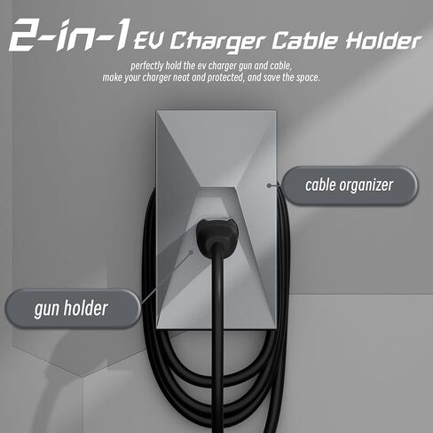 EV Charger Holder, Wall-Mount Connector Nozzle Holster Dock for SAE J1772, Adjustable EV Charging Control Box Holder & EV Cable Organizer, EV Charger Cable Holder (2 Pack) in Saudi Arabia