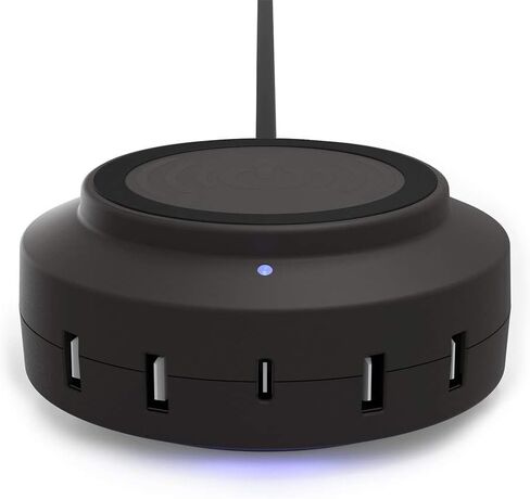 X5+ Elite 3005, 5W Qi Wireless Charger & 54W 5-Port USB Charging Station Including Type-C for Quick Charging Compatible with iPhone Xs Max/XR/XS/X/8 & Galaxy S10/S9/S9+/S8/S8+/Note 8 (White) in Saudi Arabia