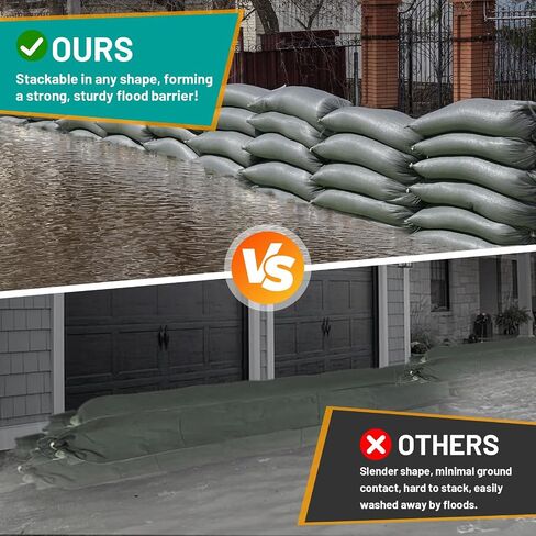 Flood Control Empty Sand Bags 25PCS, Durable Green Flood Bags, 14"x26" Large Capacity 50lbs, with Tie Closure, UV Resistant Design, Multi-Purpose Emergency Flood and Storm Protection in Kuwait
