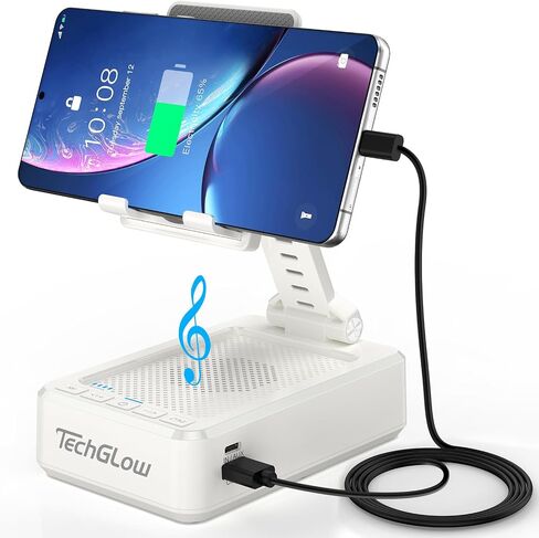 هدايا TechGlow للرجال والنساء حامل الهاتف المحمول القابل للطي مع مكبر صوت بلوتوث وبنك الطاقة فكرة هدية عيد ميلاد للأم والأب هدايا تقنية رائعة - أزرق in Saudi Arabia