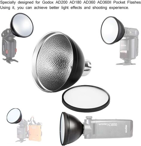 GODOX AD-S2 Standard Reflector with Soft Diffuser for Godox AD200 AD180 AD360 AD360II Flashes in Saudi Arabia
