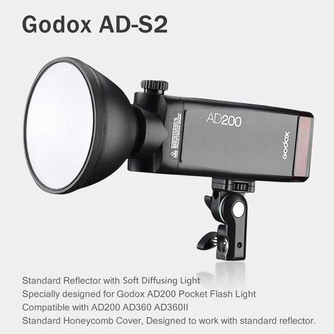 GODOX AD-S2 Standard Reflector with Soft Diffuser for Godox AD200 AD180 AD360 AD360II Flashes in Saudi Arabia