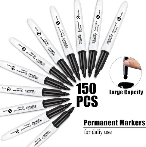 Black Permanent Markers, 30 Count Permanent Markers Bulk, Quick Drying Marker, Waterproof, Smooth, Durable, Works on Packing, Wood, Glass for Kids Adult Doodling, Marking in Saudi Arabia