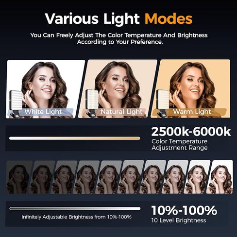 136 LED RGB Magnetic Selfie Light, gliship Portable 360° Full Color RGB Video Light Compatible with Magsafe Rechargeable Portable Clip Fill Light with 9 Lights Modes for Phone Camera Laptop Camera in Saudi Arabia