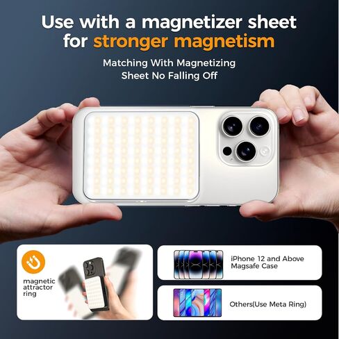 136 LED RGB Magnetic Selfie Light, gliship Portable 360° Full Color RGB Video Light Compatible with Magsafe Rechargeable Portable Clip Fill Light with 9 Lights Modes for Phone Camera Laptop Camera in Saudi Arabia