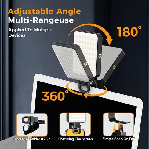 136 LED RGB Magnetic Selfie Light, gliship Portable 360° Full Color RGB Video Light Compatible with Magsafe Rechargeable Portable Clip Fill Light with 9 Lights Modes for Phone Camera Laptop Camera in Saudi Arabia