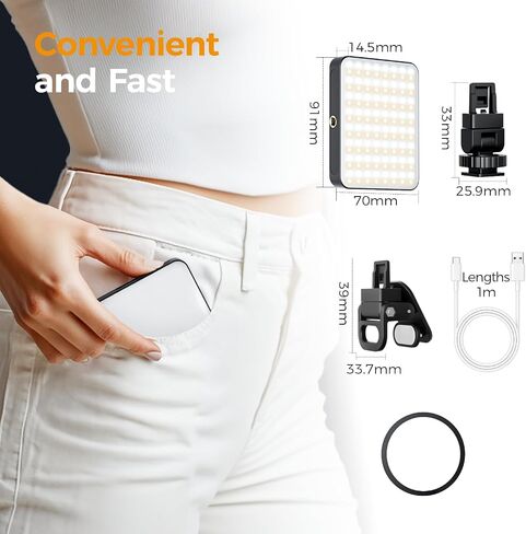136 LED RGB Magnetic Selfie Light, gliship Portable 360° Full Color RGB Video Light Compatible with Magsafe Rechargeable Portable Clip Fill Light with 9 Lights Modes for Phone Camera Laptop Camera in Saudi Arabia