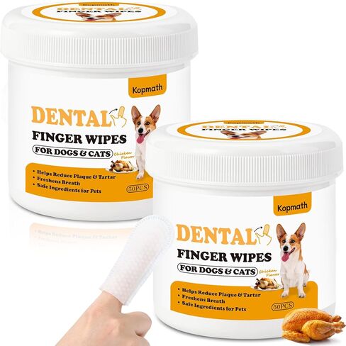 Dental Care Finger Wipes for Dogs & Cats, Reduces Plaque & Tartar, Freshens Breath, Pre-Soaked Pet Teeth Wipes, Easy to Use Disposable Oral Cleaning Pads,Mint Flavor,100pcs in Saudi Arabia