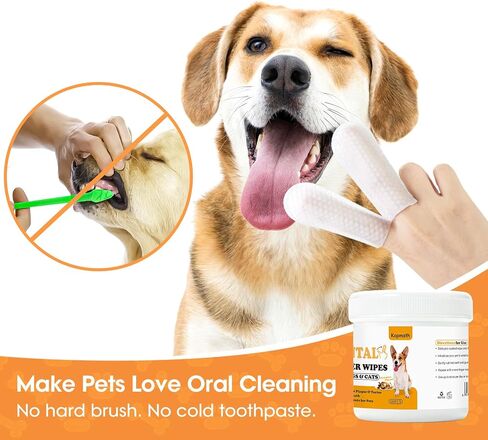 Dental Care Finger Wipes for Dogs & Cats, Reduces Plaque & Tartar, Freshens Breath, Pre-Soaked Pet Teeth Wipes, Easy to Use Disposable Oral Cleaning Pads,Mint Flavor,100pcs in Saudi Arabia