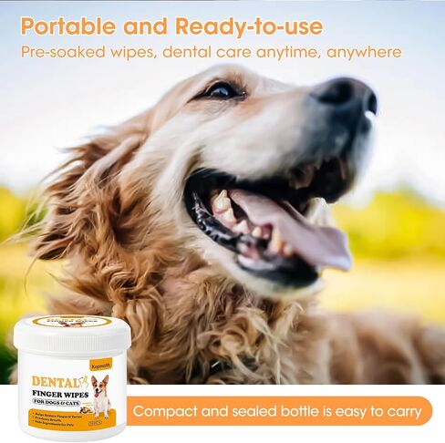 Dental Care Finger Wipes for Dogs & Cats, Reduces Plaque & Tartar, Freshens Breath, Pre-Soaked Pet Teeth Wipes, Easy to Use Disposable Oral Cleaning Pads,Mint Flavor,100pcs in Saudi Arabia