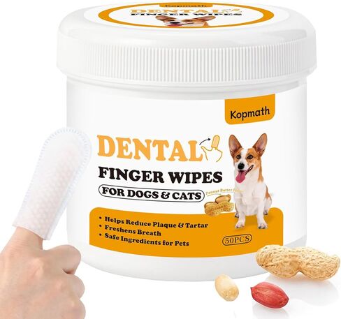 Dental Care Finger Wipes for Dogs & Cats, Reduces Plaque & Tartar, Freshens Breath, Pre-Soaked Pet Teeth Wipes, Easy to Use Disposable Oral Cleaning Pads,Mint Flavor,100pcs in Saudi Arabia