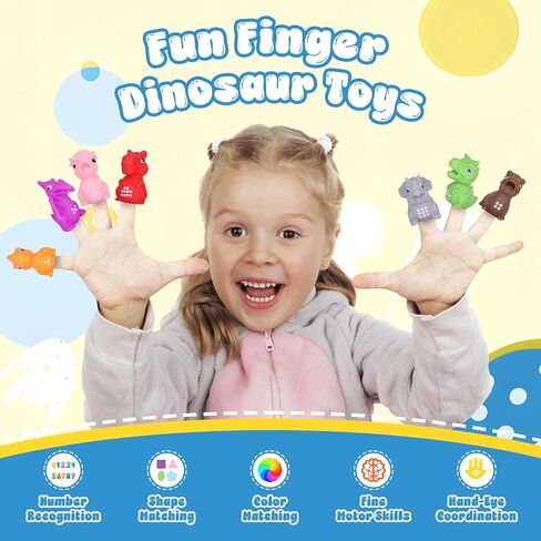 Educational Toddler Toys for 1 2 3 Year Old, Montessori Dinosaur Animal Toys Set Counting Color Matching Fine Motor Skill Games, Finger Puppets Christmas Birthday Gift for Girl Boy Baby in Saudi Arabia