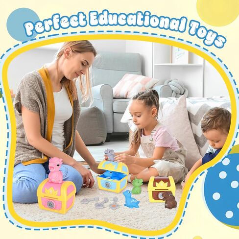 Educational Toddler Toys for 1 2 3 Year Old, Montessori Dinosaur Animal Toys Set Counting Color Matching Fine Motor Skill Games, Finger Puppets Christmas Birthday Gift for Girl Boy Baby in Saudi Arabia