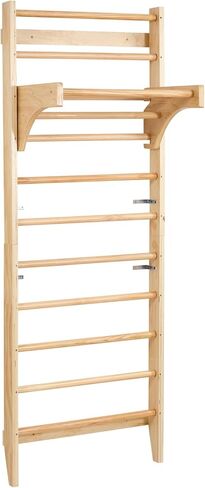 VEVOR Swedish Ladder Wall Gym, 10-Level Wooden Indoor Jungle Gym, 220 lbs Load Capacity Playground Climbing Toys for Kids and Adults, Pine Wood Swedish Climbing Wall Bars, Natural Wood Color in Saudi Arabia