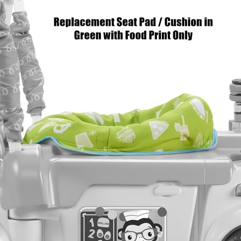 قطعة بديلة لجهاز Fisher-Price 2-in-1 Servin' Up Fun Jumperoo HBX70 - وسادة/وسادة مقعد بديلة، باللون الأخضر مع طباعة طعام in Saudi Arabia