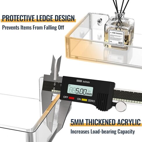 NiHome Iridescent Acrylic Floating Wall Shelves, 3-Pack Rainbow Display Shelves with Edges, 5mm Thick Heavy Duty Hanging Bookshelves for Home Office Wall Decoration in Kuwait