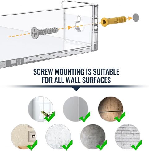 NiHome Iridescent Acrylic Floating Wall Shelves, 3-Pack Rainbow Display Shelves with Edges, 5mm Thick Heavy Duty Hanging Bookshelves for Home Office Wall Decoration in Kuwait