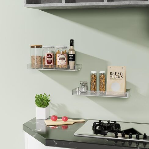 NiHome Iridescent Acrylic Floating Wall Shelves, 3-Pack Rainbow Display Shelves with Edges, 5mm Thick Heavy Duty Hanging Bookshelves for Home Office Wall Decoration in Kuwait