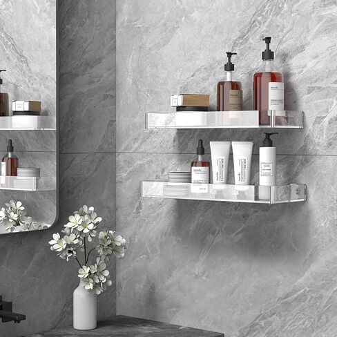 NiHome Iridescent Acrylic Floating Wall Shelves, 3-Pack Rainbow Display Shelves with Edges, 5mm Thick Heavy Duty Hanging Bookshelves for Home Office Wall Decoration in Kuwait