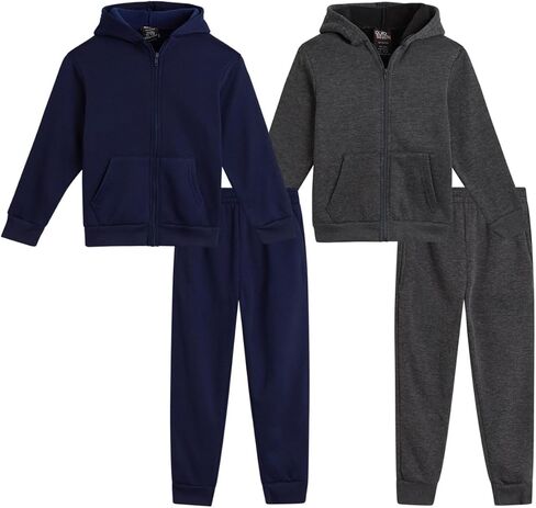 Boy's Jogset - 4 Piece Soft Fleece Zip Up Hoodie and Boys Jogger Pants - Athletic Boys' Clothing Sets (2T-7) in Kuwait
