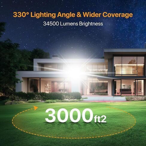 Flood Light 200W, Outdoor Lights with Dusk to Dawn Sensor, 330° Lighting Angle IP65 Waterproof 5000K Security Lights for Garage Yard in Saudi Arabia