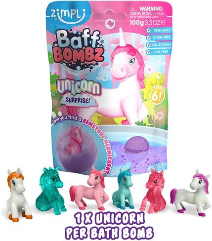 Large Unicorn Surprise Bath Bomb, 6 Surprise Unicorn Toys to Collect in Total, One Per Bath Bomb, Children's Collectible Bath Toy, Stocking Filler Toy, Xmas Present for Boys & Girls in Saudi Arabia
