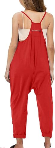 Girls' Casual Sleeveless Strap Loose JumpsuitsRomper Long Pants with Pockets in Saudi Arabia
