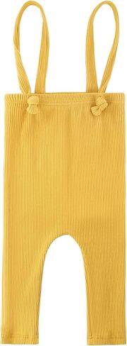 Baby Girls Boys Ribbed Overalls Solid Halter Backless Basic Cotton Overalls Pants. in Saudi Arabia