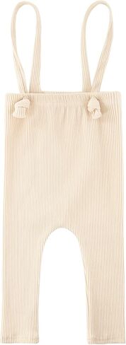 Baby Girls Boys Ribbed Overalls Solid Halter Backless Basic Cotton Overalls Pants. in Saudi Arabia