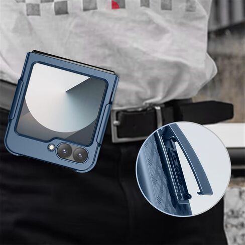 حافظة لهاتف سامسونج Z فليب 6، حافظة كومبو وحافظة رفيعة للرجال مع مسند مدمج + حافظة واقية بمشبك حزام دوار لهاتف سامسونج جالاكسي Z فليب 6 2024، أسود in Saudi Arabia