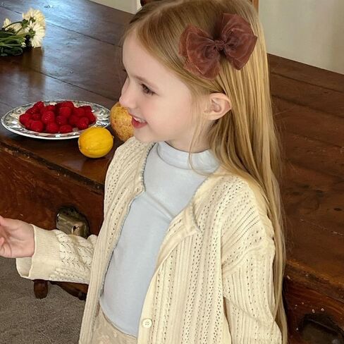 Brown Mesh Hair Bows Alligator Clip 4" Organza Double Tulle Bow Hair Barrettes Pins Happy Fall Thanksgiving Dress Outfit Decoration Accessory Gift for Teens Toddler Girls Kid Child in Saudi Arabia