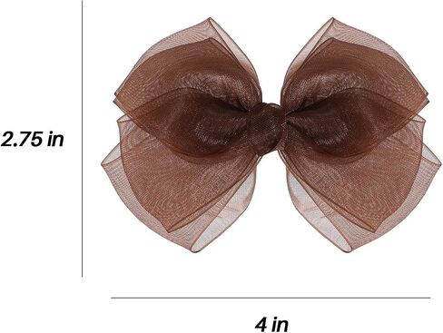 Brown Mesh Hair Bows Alligator Clip 4" Organza Double Tulle Bow Hair Barrettes Pins Happy Fall Thanksgiving Dress Outfit Decoration Accessory Gift for Teens Toddler Girls Kid Child in Saudi Arabia