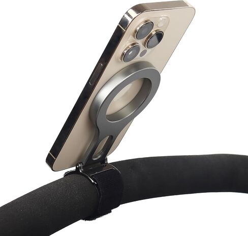 حامل هاتف مغناطيسي لقضيب عربة الأطفال، متوافق مع MagSafe (مغناطيس قوي) - حامل هاتف للصالة الرياضية، ودراجات اللياقة البدنية المنزلية، وعربة التسوق، مع حزام قابل للتعديل، وجميع الهواتف (تتضمن حلقة مغناطيسية) in Saudi Arabia