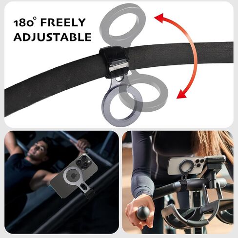 حامل هاتف مغناطيسي لقضيب عربة الأطفال، متوافق مع MagSafe (مغناطيس قوي) - حامل هاتف للصالة الرياضية، ودراجات اللياقة البدنية المنزلية، وعربة التسوق، مع حزام قابل للتعديل، وجميع الهواتف (تتضمن حلقة مغناطيسية) in Saudi Arabia