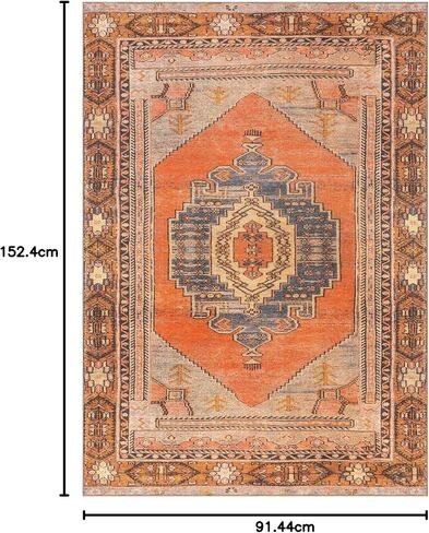 nuLOOM Kamila Tribal Machine Washable Runner Rug, 2' x 8', Orange in Saudi Arabia