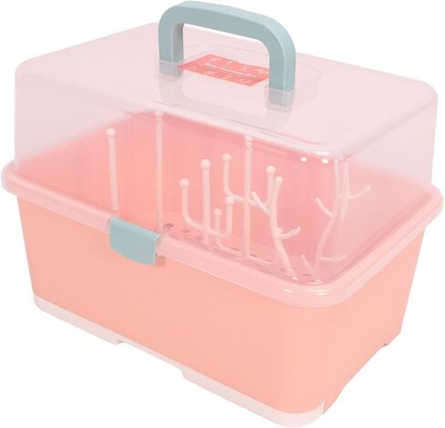 Baby Bottle Drying Storage Box, Removable PP Cover Portable Keep Dry Dust Proof 360° Seal Design Baby Bottle Drying Rack Container for Home for Baby (Olive Green) in Kuwait