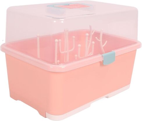 Baby Bottle Drying Storage Box, Removable PP Cover Portable Keep Dry Dust Proof 360° Seal Design Baby Bottle Drying Rack Container for Home for Baby (Olive Green) in Kuwait