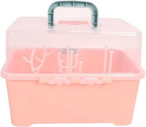 Baby Bottle Drying Storage Box, Removable PP Cover Portable Keep Dry Dust Proof 360° Seal Design Baby Bottle Drying Rack Container for Home for Baby (Olive Green) in Kuwait