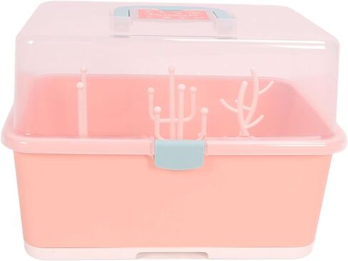 Baby Bottle Drying Storage Box, Removable PP Cover Portable Keep Dry Dust Proof 360° Seal Design Baby Bottle Drying Rack Container for Home for Baby (Olive Green) in Kuwait
