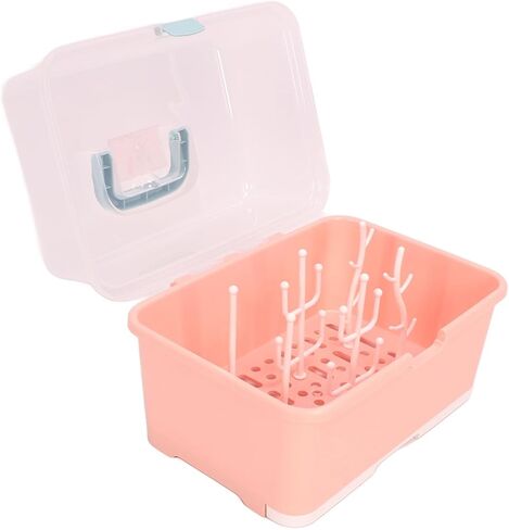 Baby Bottle Drying Storage Box, Removable PP Cover Portable Keep Dry Dust Proof 360° Seal Design Baby Bottle Drying Rack Container for Home for Baby (Olive Green) in Kuwait
