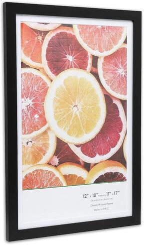 TheDisplayGuys - 2-Pack Classic Wooden Picture Frames w/Tempered Glass - 12x18 mat to 11x17 in - Black in Saudi Arabia