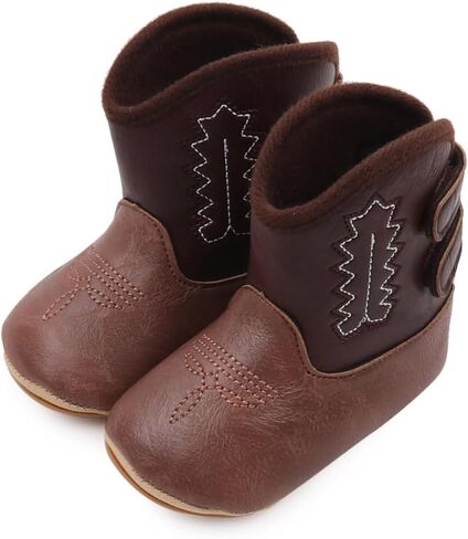 Kuner Baby Girls Boys Western Boots Cowboy Bootie Soft Sole Non-Slip Crib Shoes for Infant Toddler in Saudi Arabia
