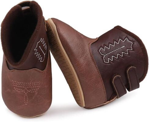 Kuner Baby Girls Boys Western Boots Cowboy Bootie Soft Sole Non-Slip Crib Shoes for Infant Toddler in Saudi Arabia