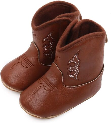 Kuner Baby Girls Boys Western Boots Cowboy Bootie Soft Sole Non-Slip Crib Shoes for Infant Toddler in Saudi Arabia