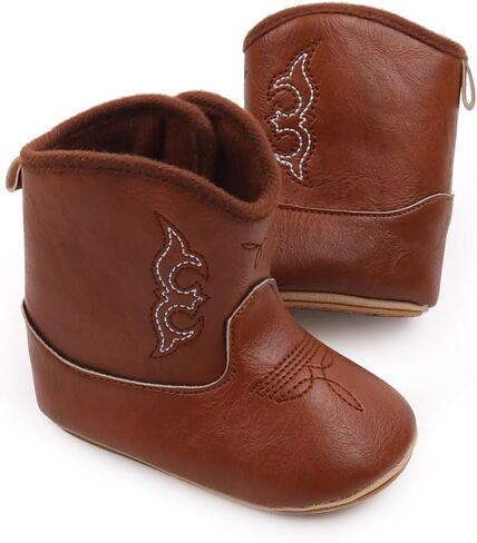Kuner Baby Girls Boys Western Boots Cowboy Bootie Soft Sole Non-Slip Crib Shoes for Infant Toddler in Saudi Arabia